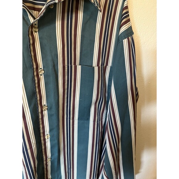 VTG Loafers Reed & James Striped Button Up Shirt Blue Green Red Long Sleeve XL - Picture 3 of 7